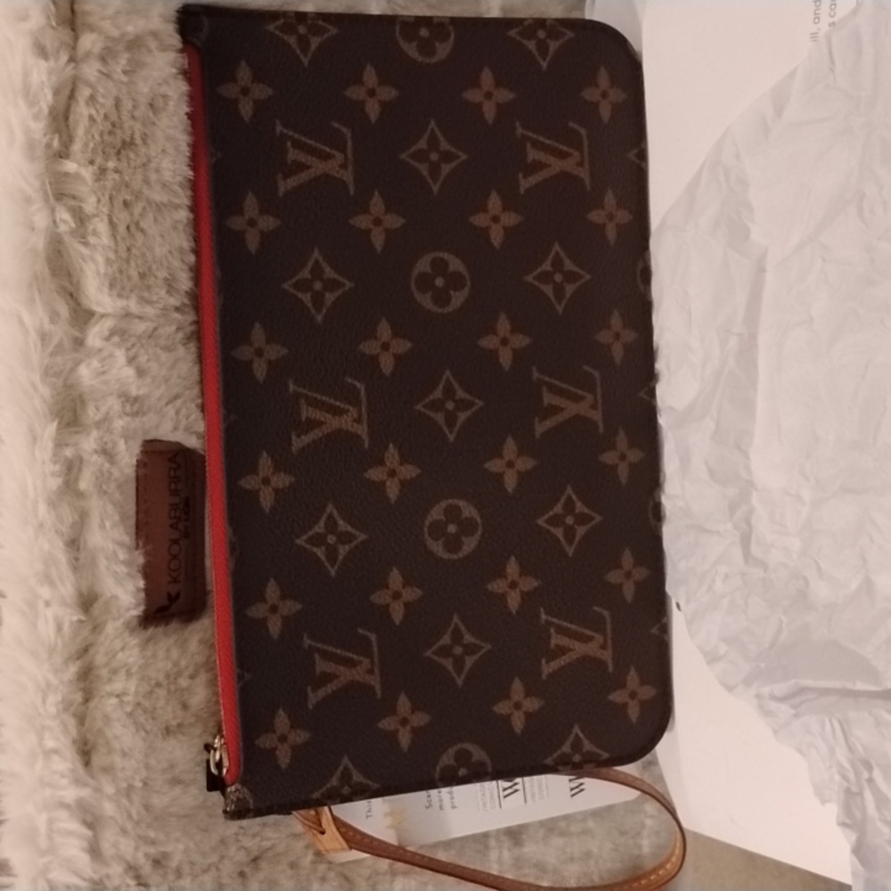Louis Vuitton Red Monogram Neverfull Pouch
